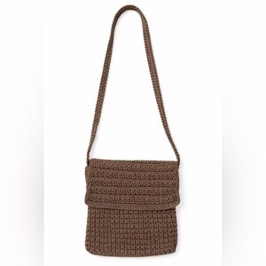 The Sak Crossbody Bag Crochet Braided Shoulder Strap Festival Boho Brown o/s